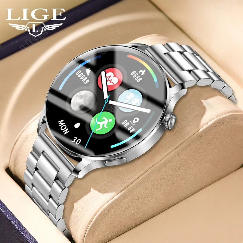 

LIGE 2021 Bluetooth Call Smart Watches Men Women Full Touch IP67 Waterproof Heart Rate Blood Pressure Monitoring Men Smart Watch