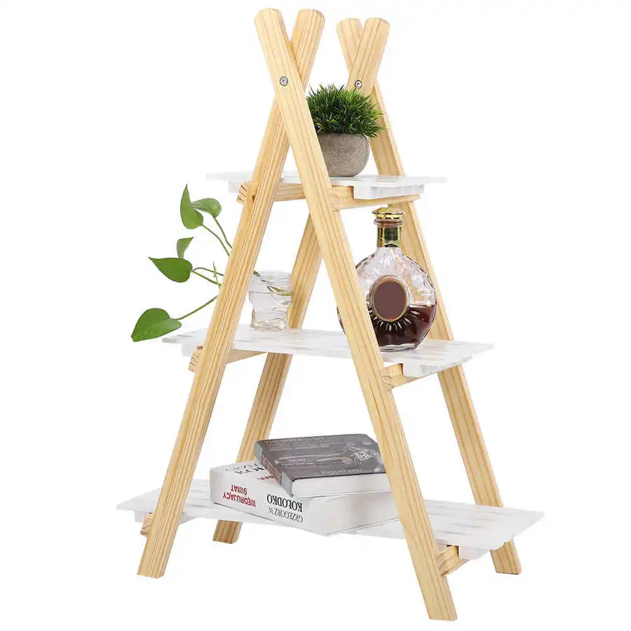 Деревянная подставка для растений 3 уровня вертикальный карбонизированный