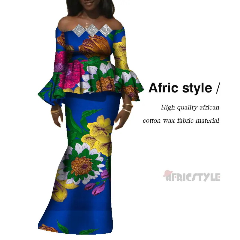 

Платье женское вечернее в африканском стиле с круглым вырезом и длинной юбкой