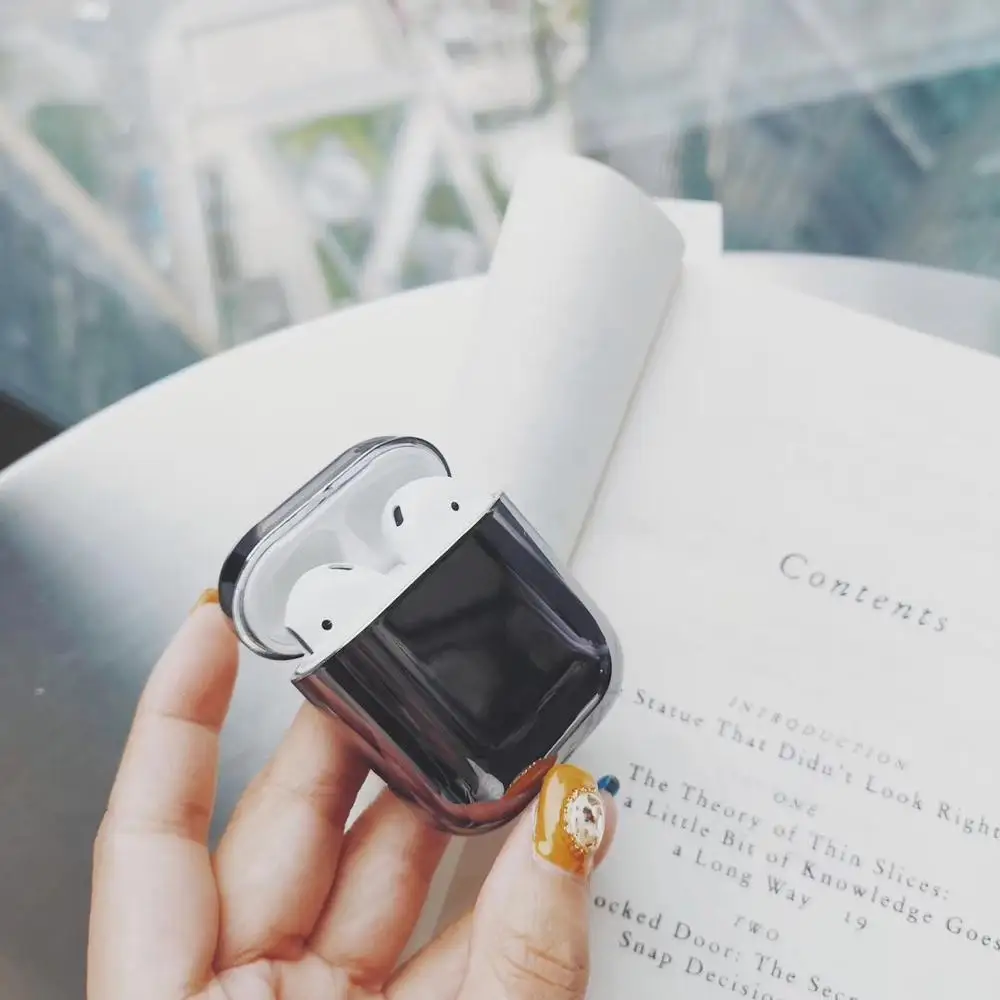 Airpods-Black С гальваническим покрытием жесткий корпус наушников оболочка для Apple Airpods Pro защитный чехол роскошный золотой ящик анти-падение Крышка для airpods 2 - Цвет: Airpods-Black