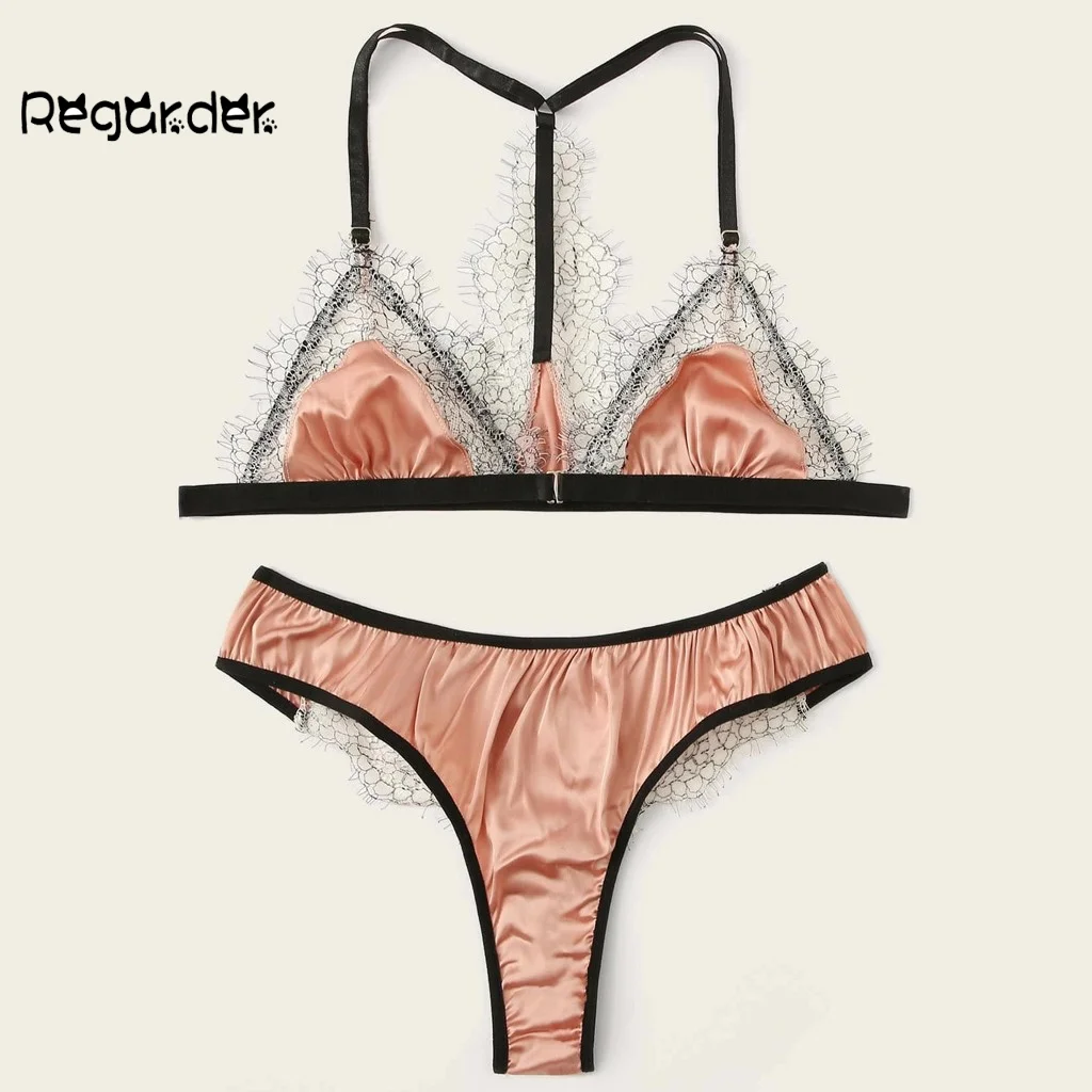 Новинка сексуальное женское кружевное белье с эффектом пуш ап Шелковый Атласный