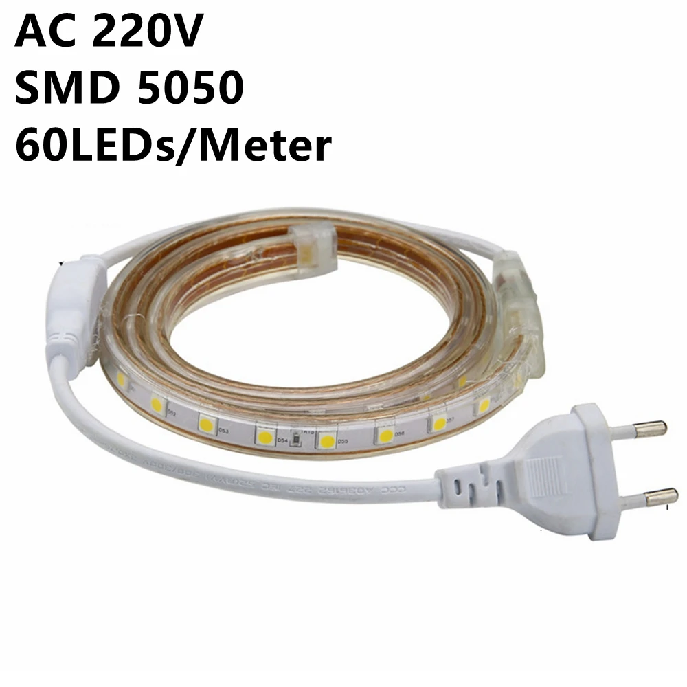 AC220V SMD 5050 Светодиодные ленты гибкий светильник 60 светодиодный s/M
