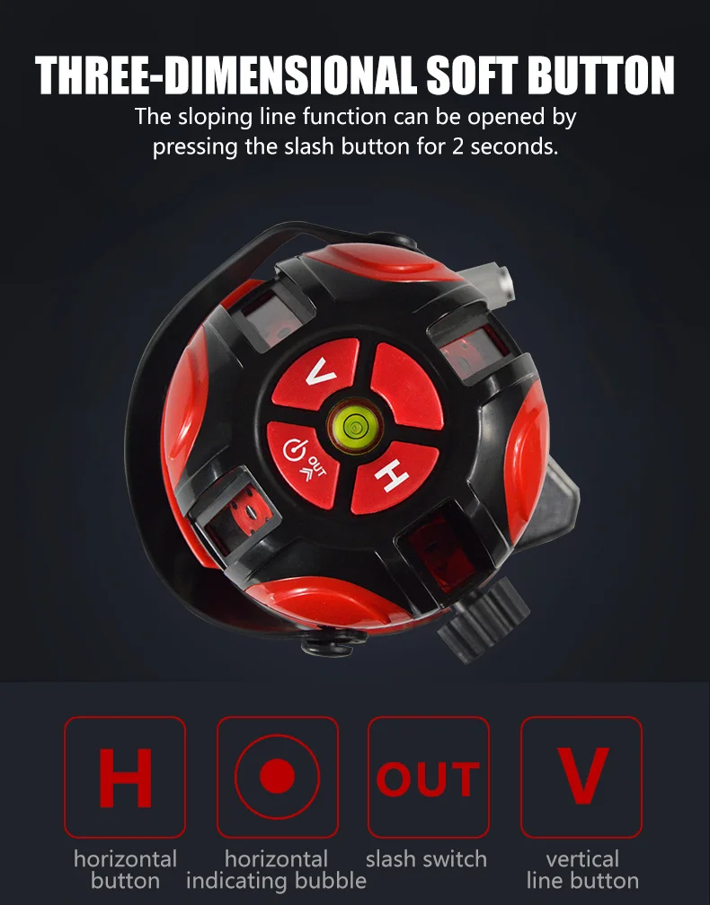 Лазерный уровень с автоматическим самовыравниванием 5 линий 6 точек поворот на 360