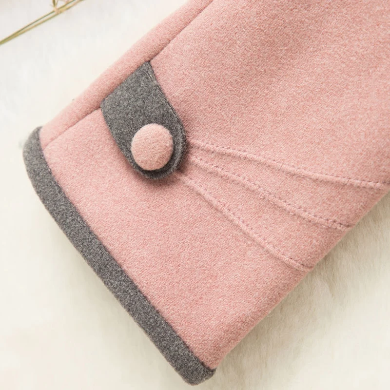 

Elifashion New Female Warm Solft Gloves touch screen Mittens thick Plush Wrist Short Velvet Women Button Driving Gloves