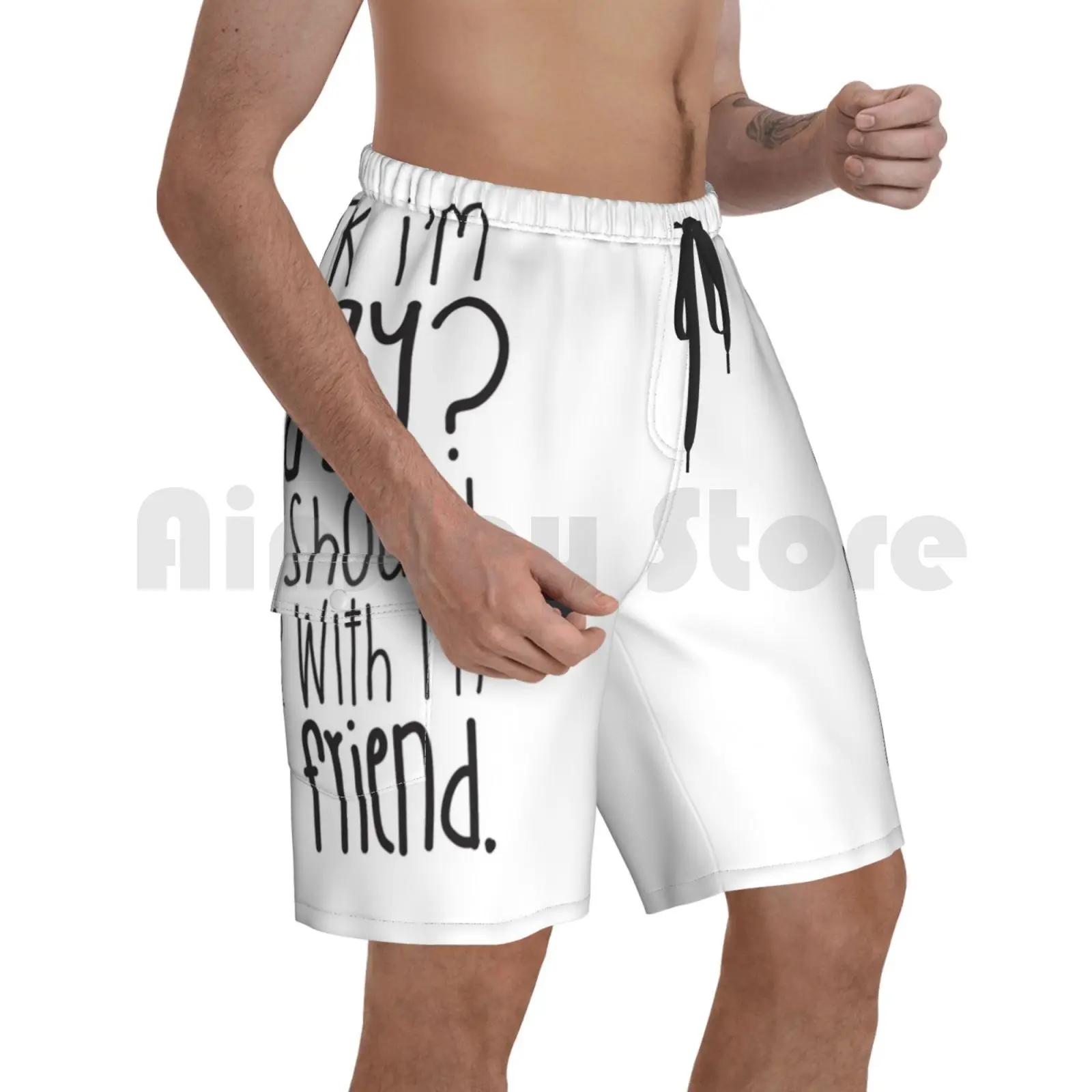 

Think I'm Crazy  You Should See Me With My Best Friend! Beach Shorts Men Beach Pants Swimwear Bff Friends