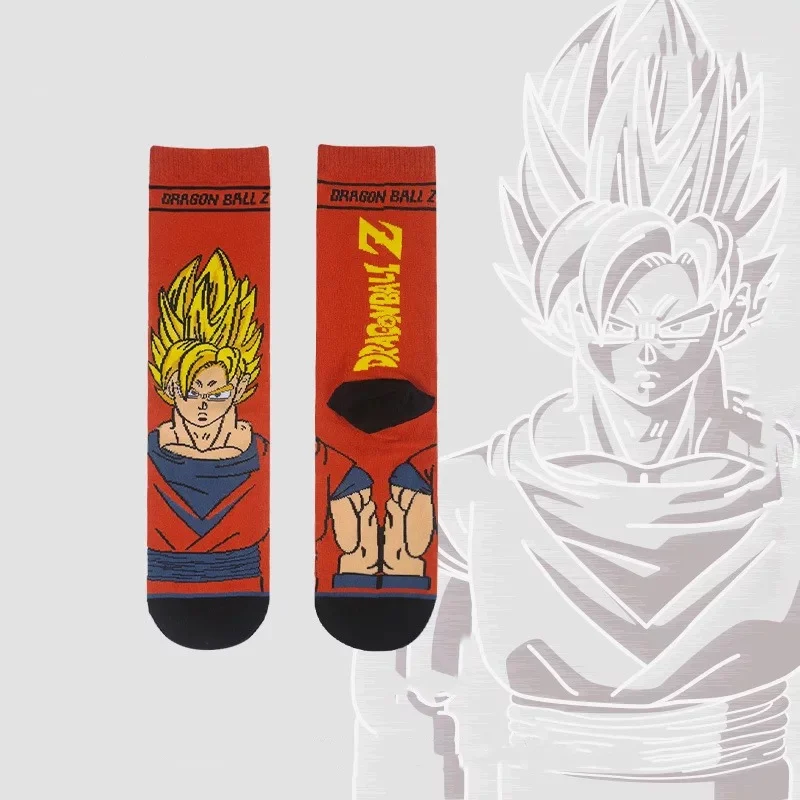 Для мужчин, зимняя детская пижама с рисунком аниме Dragon Ball Z Son goku носки Harajuku модные тренды уличной Косплэй носки Веселые счастье хлопок толстые короткие носки - Цвет: B1