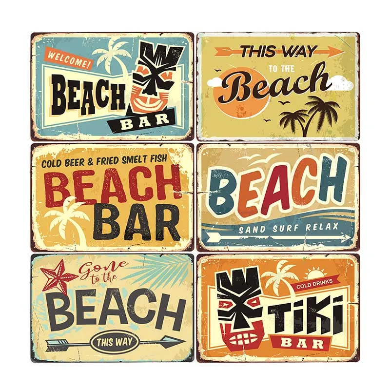 

Постер для пляжа Tiki bar Signs Vintage Metal табличка для бара, декоративное украшение для стен кафе, домашний декор 20x30 см