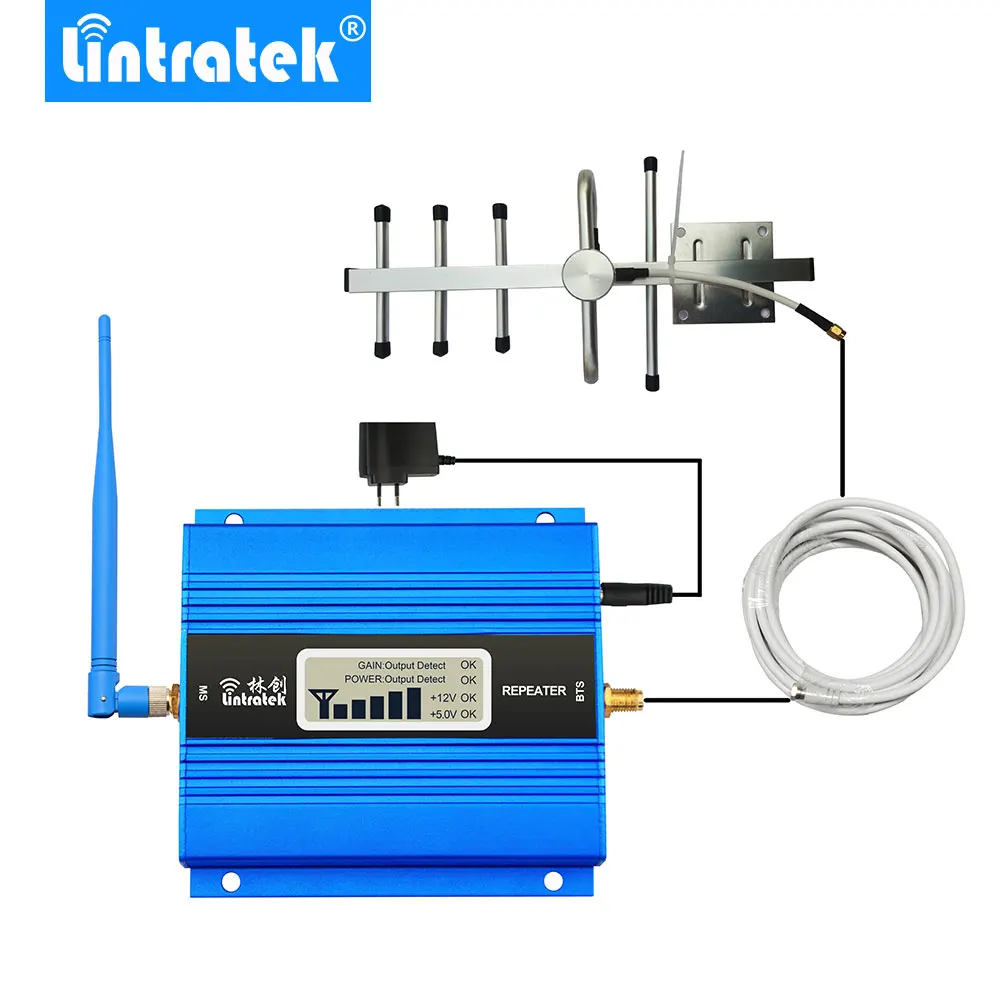 Lintratek lcd дисплей Мини GSM повторитель 900 МГц мобильный телефон GSM 900 Усилитель сигнала Усилитель+ антенна Яги с кабелем 10 м