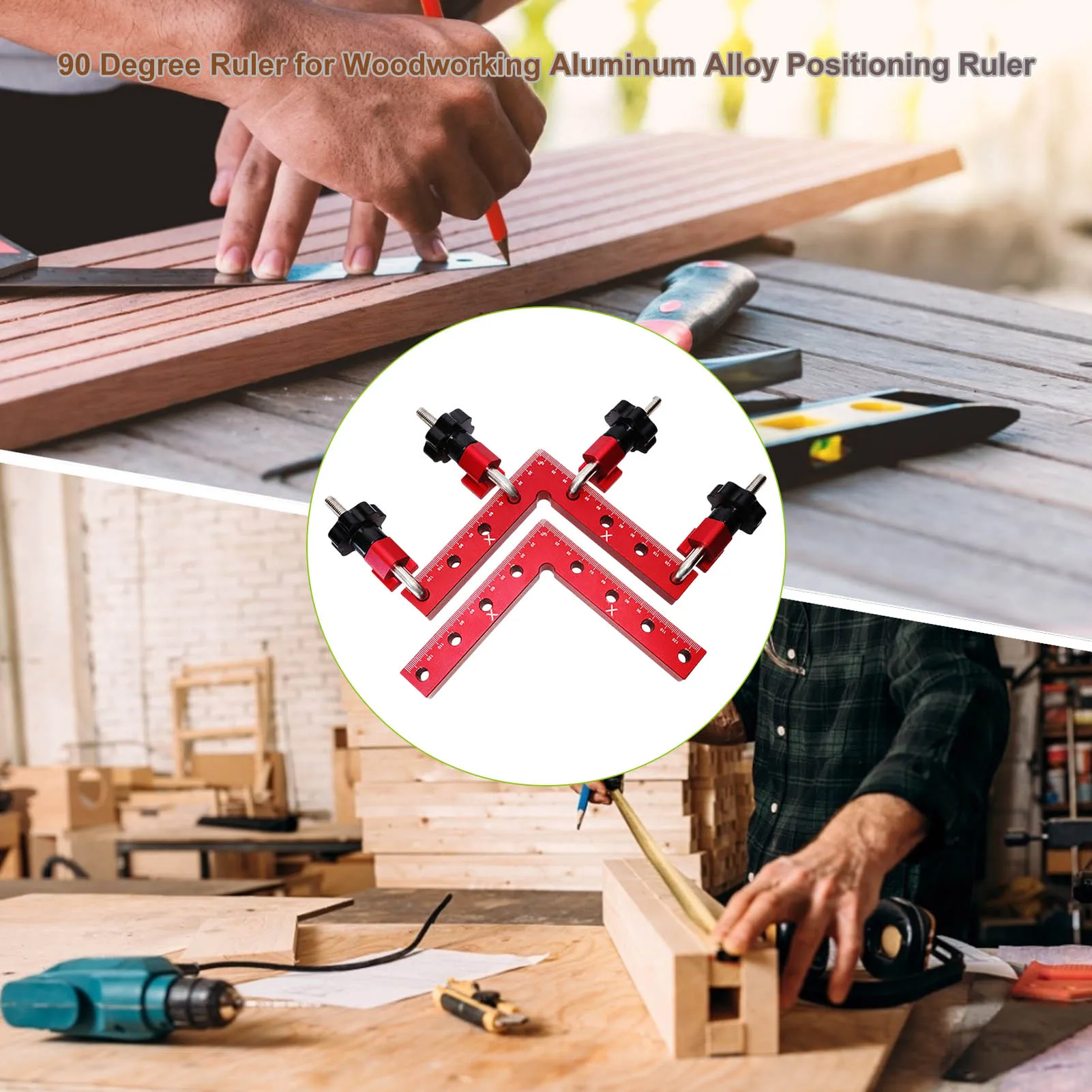 

90 Degree Ruler For Woodworking Aluminum Alloy Positioning Ruler Panel Fixed Clip Square Ruler L-Shaped Woodworking Tools