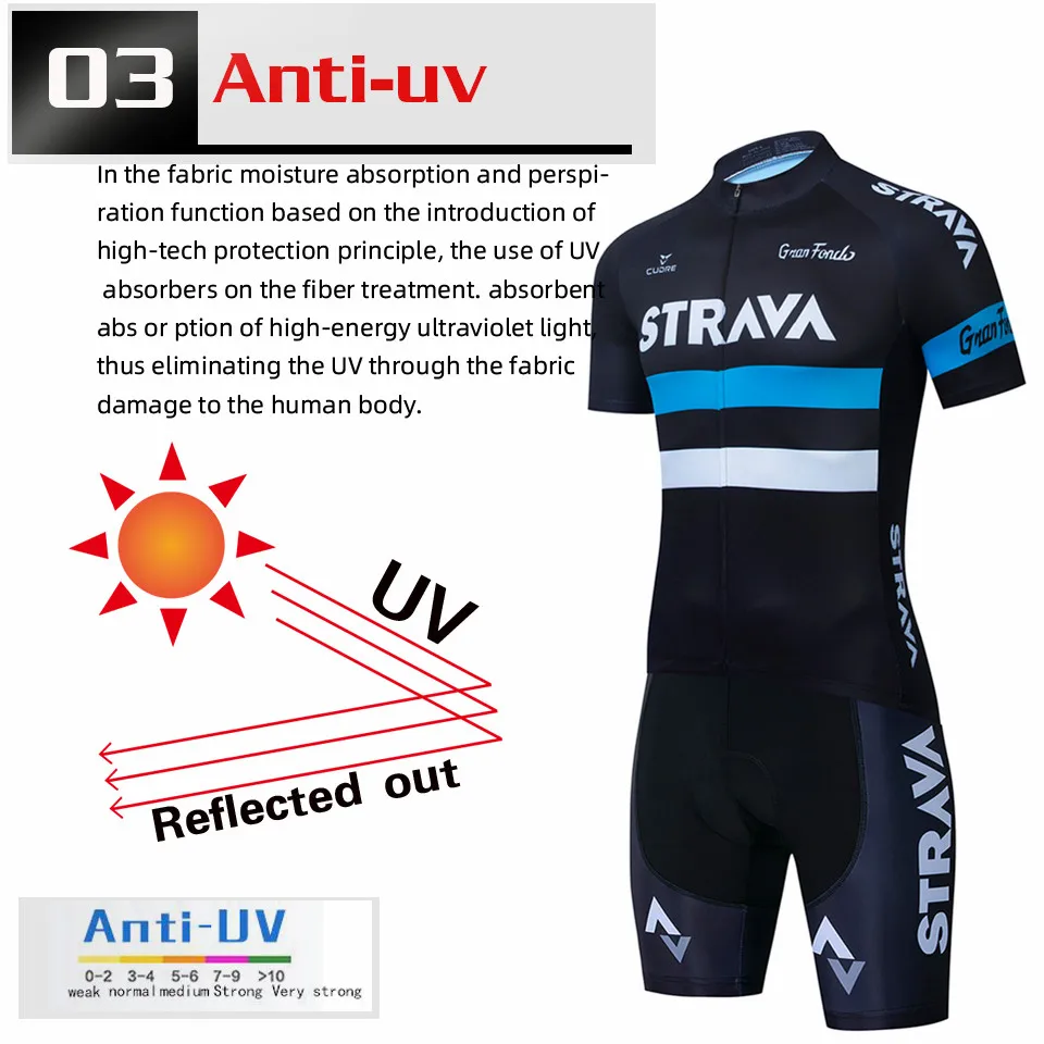 

2021 STRAVA Pro Team summer cycling Jersey set Bicycle Clothing Breathable Men Short Sleeve shirt Bike bib shorts 19D Gel pad