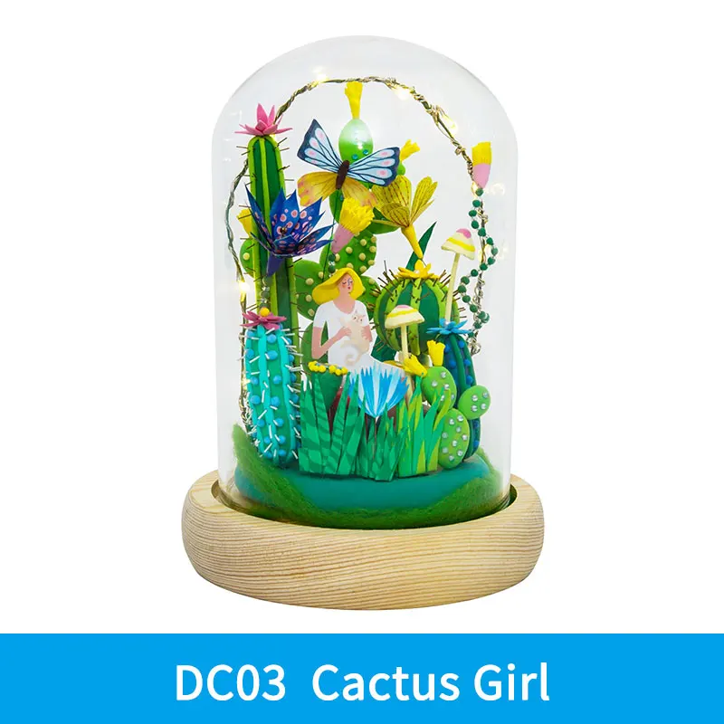 DC03 Robotime DIY Модель глиняные игрушки со светодиодным светильник, стеклянный пылезащитный чехол, пушистый слизистый пластилин, игрушки для детей и взрослых, Прямая поставка - Цвет: DC03