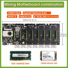 BTC-D37 8 GPU Bitcoin Cryptography Ethereum Mining Motherboard with 1037U 128GB MSATA SSD and 8GB DDR3 1600MHz RAM