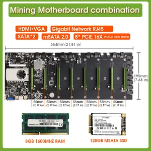btc d37 8 gpu bitcoin cryptography ethereum mining motherboard with 1037u 128gb msata ssd and 8gb ddr3 1600mhz ram free global shipping