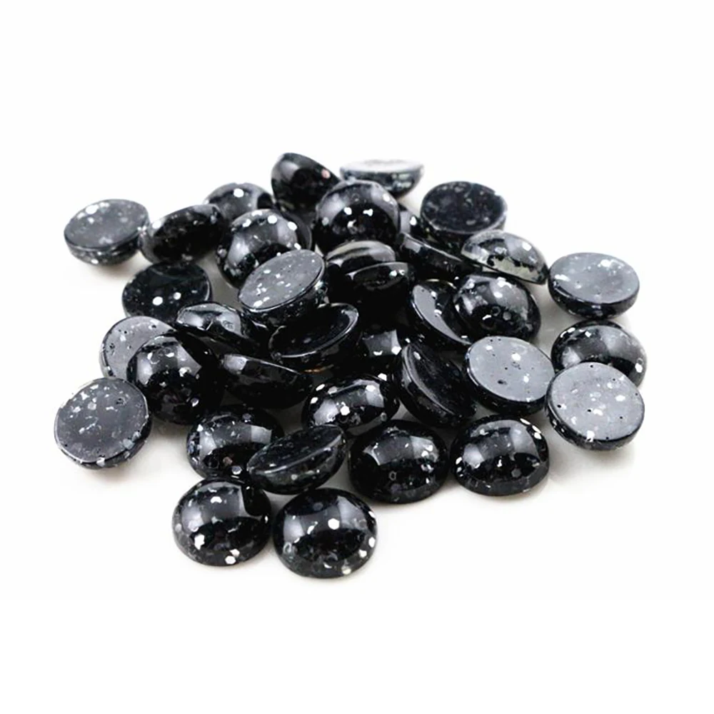 

New Fashion 40pcs 12mm Black Color Flat Back Resin Cabochons Cameo G5-06