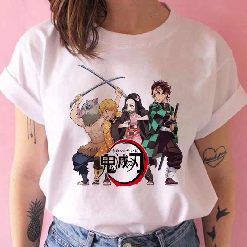 

Women T Shirt Kawaii Tops Tees Anime Tshirt Harajuku Streetwear Punk T Shirts Demon Slayer Shirt Graphic Aesthetic Clothes