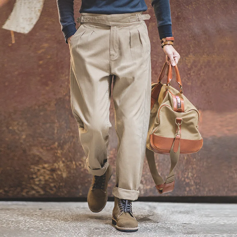 Maden Elastic Vintage Pants Mens Jumpsuit Cargo Work Pant Casual Overalls Sateen Classic Stright Trousers New Bottoms | Мужская одежда