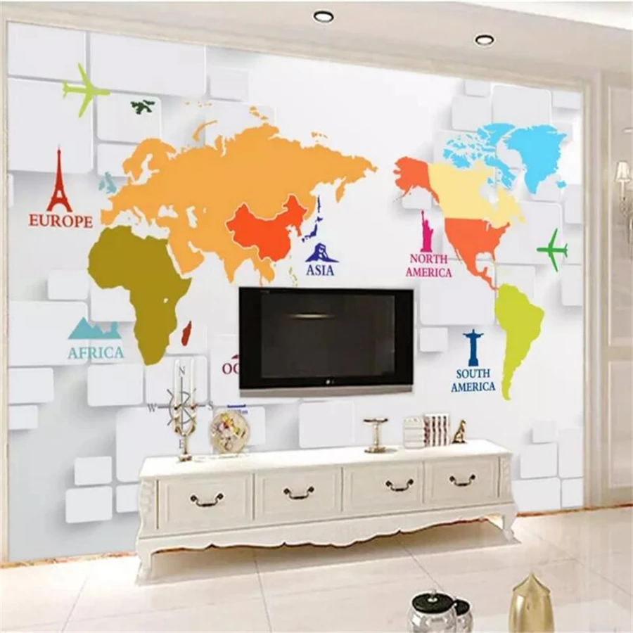 3D обои на заказ большие стенные рески карта мира фон для телевизора ресторана