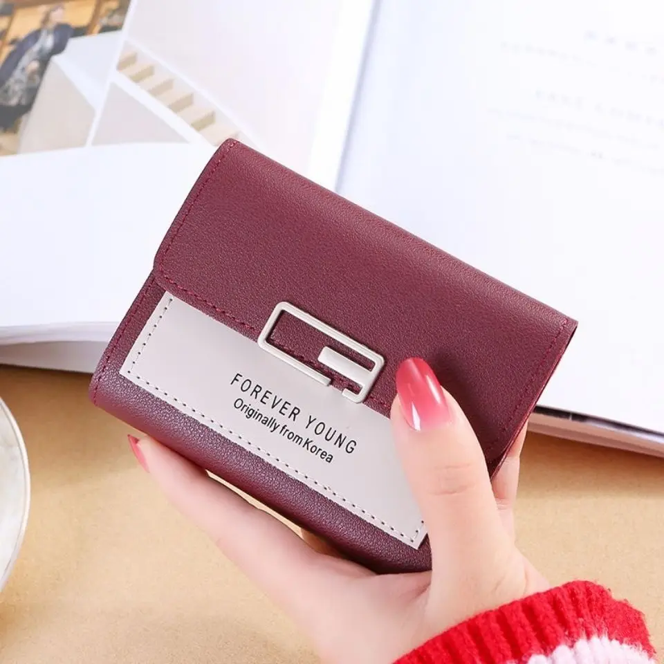 

Korean Student New Folding Zipper Three Fold Simple Mini Coin Purse Card Bag Ladies Small Wallet Short Paragraph