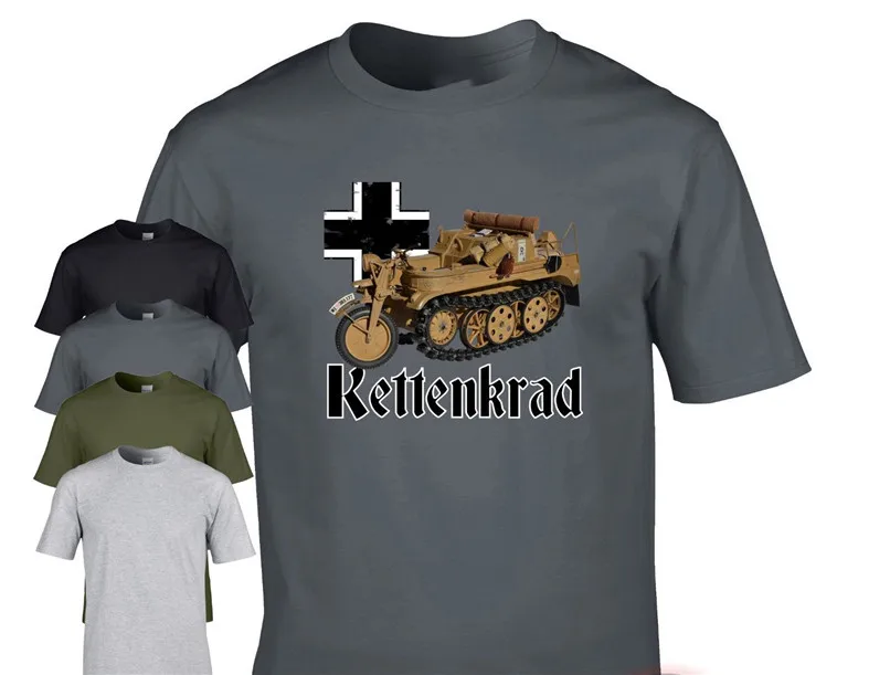 Кеттенкрад полутрек мотоцикл Ww2 немецкая Военная футболка с рисунком доспехов