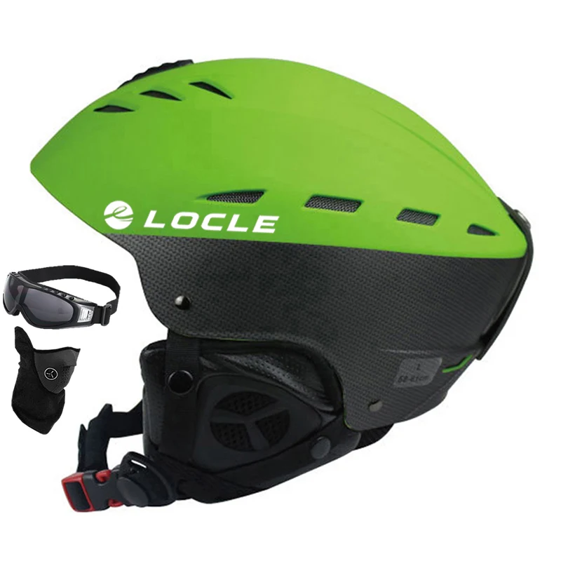 Зеленый LOCLE высокое качество лыжный Helme CE сертификация ABS+ EPS лыжный шлем Снег Катание сноуборд скейтборд шлем 55-61 см - Цвет: Зеленый