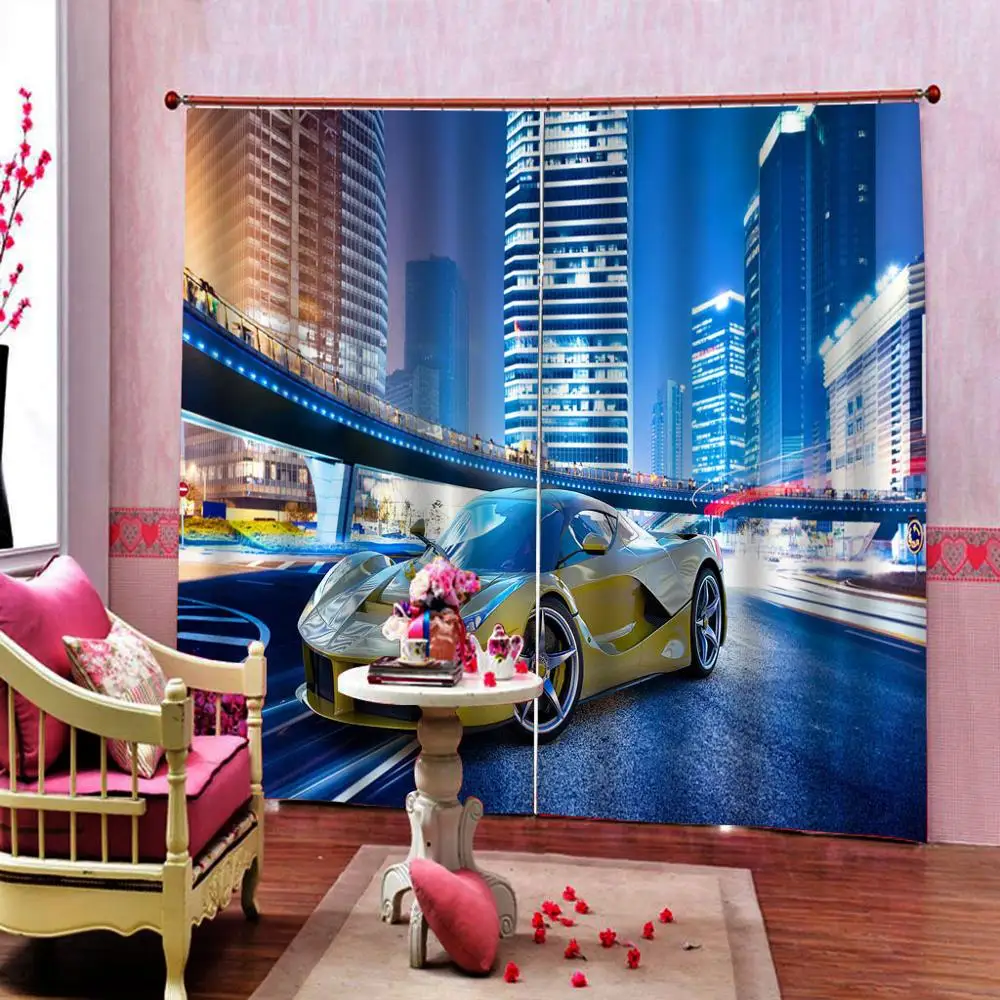 Роскошная синяя занавеска Затемняющая 3d-занавеска для гостиной спальни