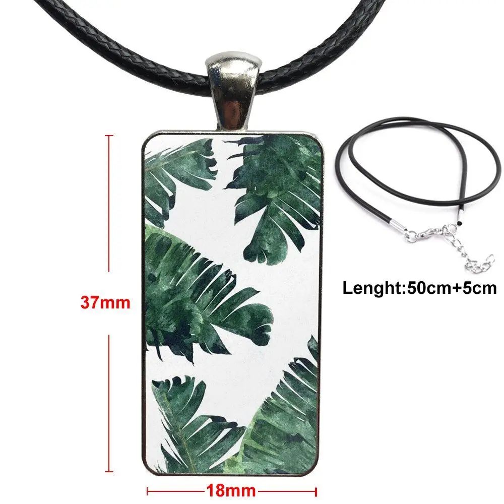 Банановый лист тропический для мужчин и женщин подарок стеклянный кабошон кулон