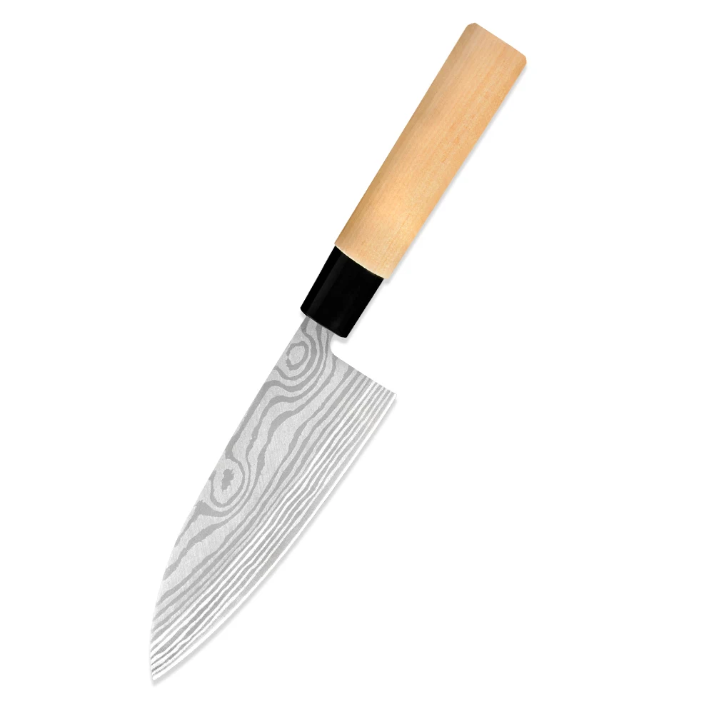 6.5 chef knife XYj 4 шт. кухонный нож из нержавеющей стали 9 ''Sashimi 6,5'' шеф-повара сантоку разделочный нож дамасский узор лезвие нож с деревянной ручкой - Цвет: 6.5 chef knife