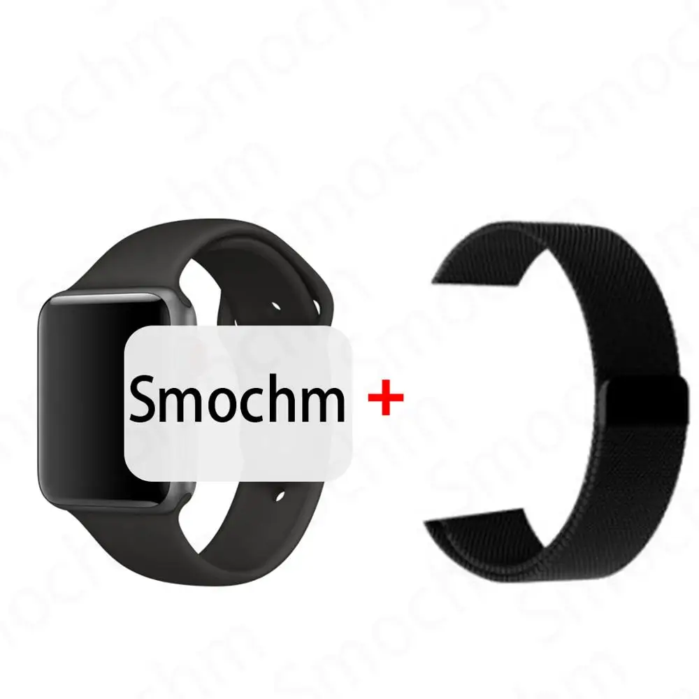 Smochm IWO 8 Plus DIY новые умные часы Bluetooth 1:1 Series 4 Беспроводное зарядное устройство MTK2502 обновлено для Apple Watch iPhone Android - Цвет: Black and BlackMila