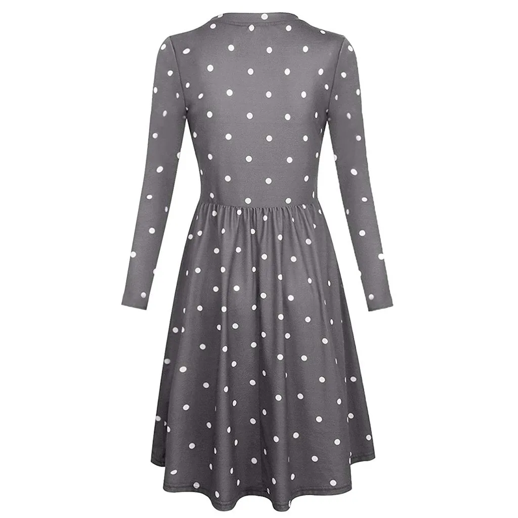 Зимнее платье для беременных в горошек с длинным рукавом грудного вскармливания