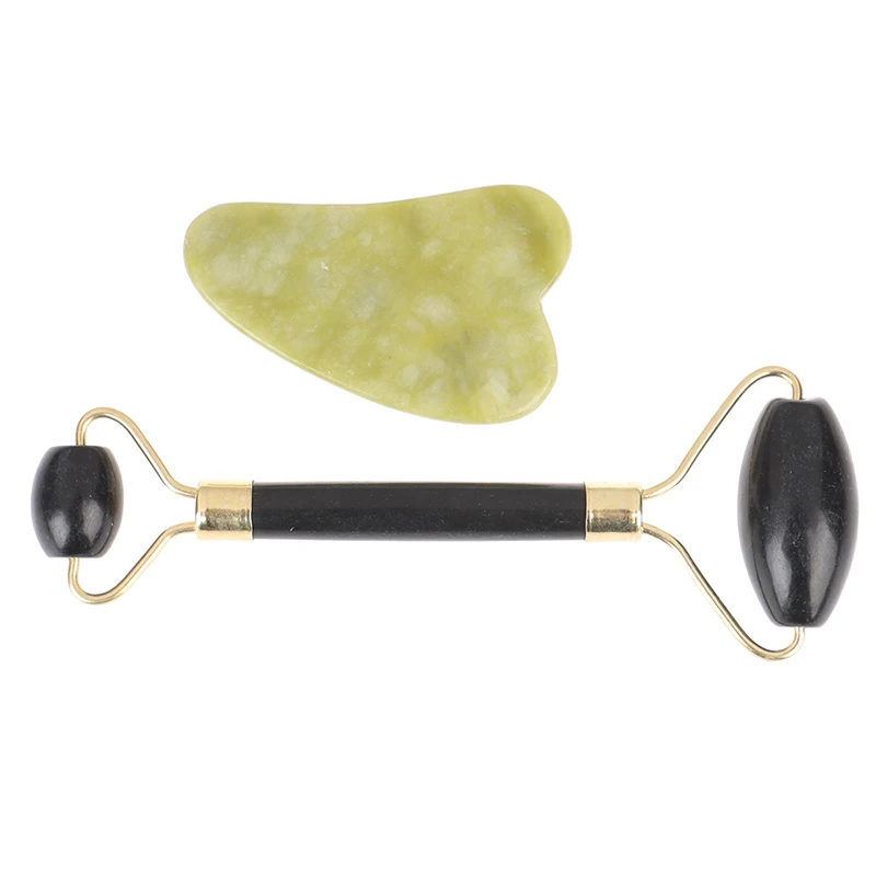 

Facial Massage Roller Green Black Jade Stone Face Hands Body Relaxation Slimming Massage Anti Cellulite Wrinkle Guasha Board