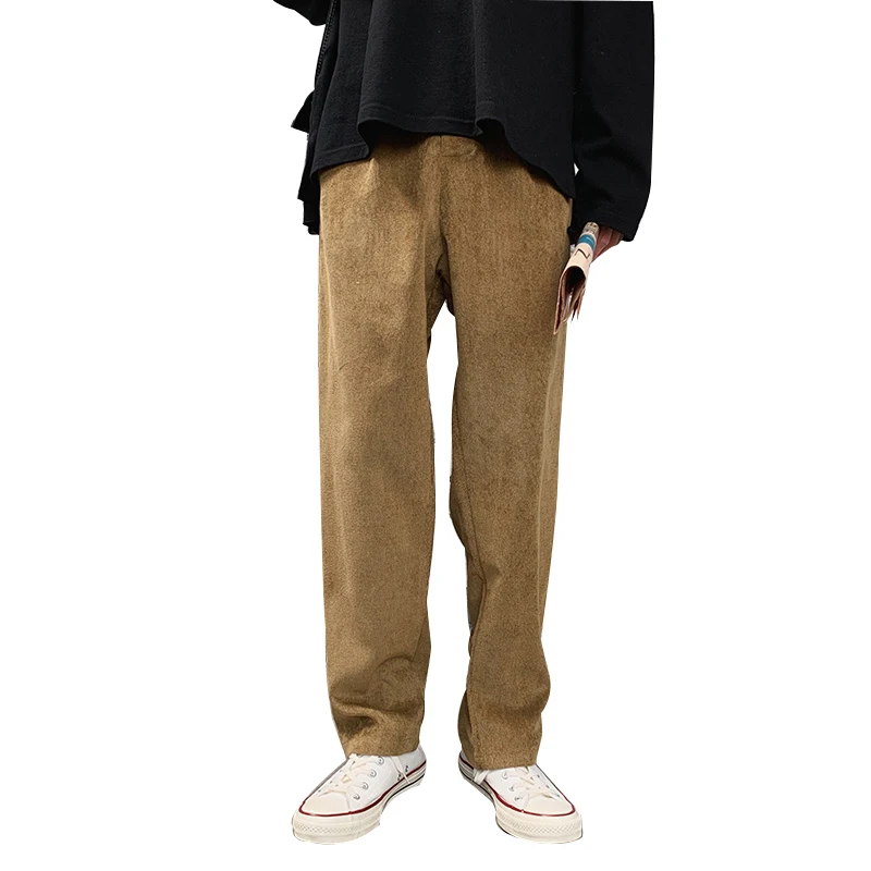 

Spring Corduroy Pants Men's Fashion Solid Color Retro Casual Pants Men Streetwear Wild Hip Hop Loose Straight Trousers Mens