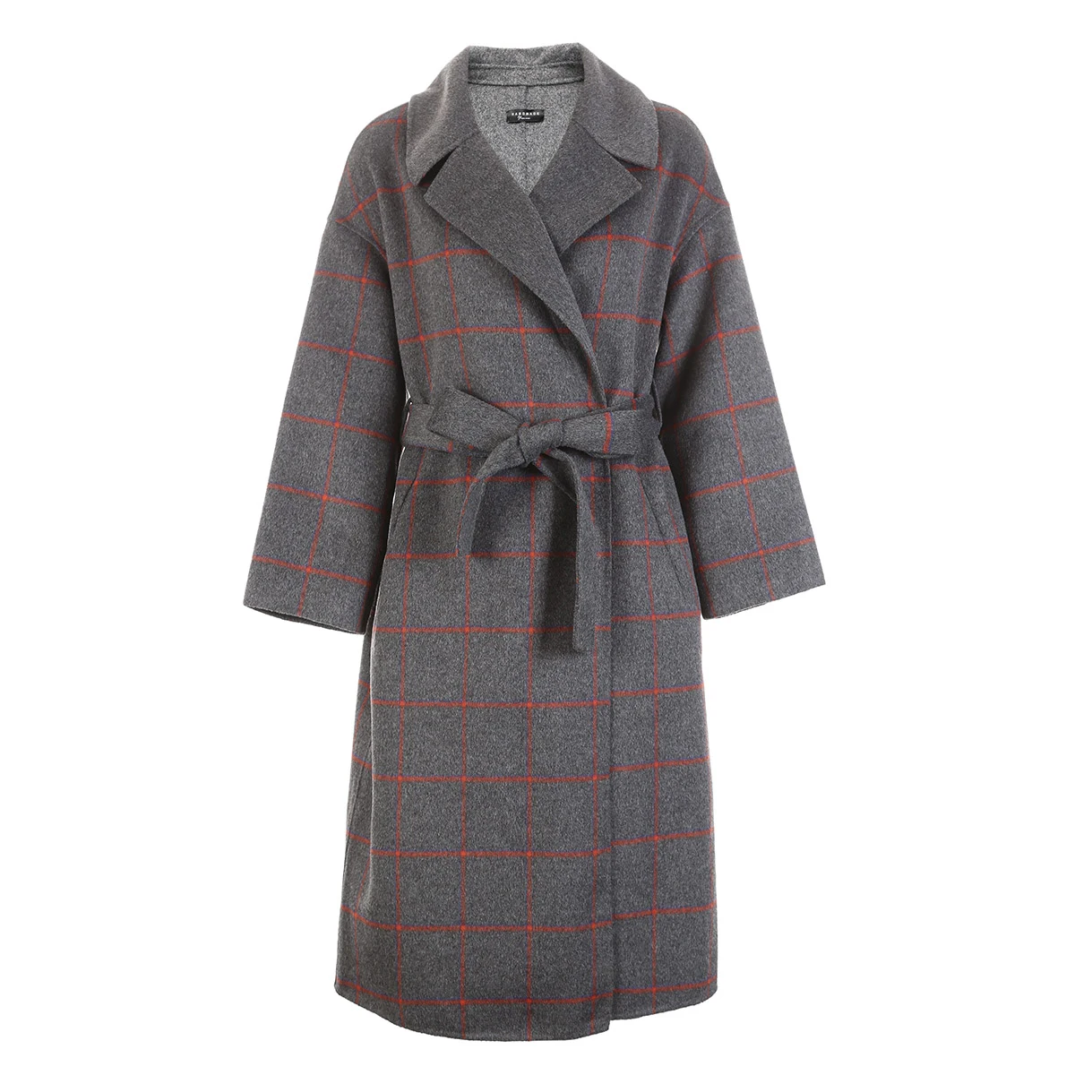 Vero Moda воротник с лацканами плед поясом Женское зимнее шерстяное пальто Верхняя