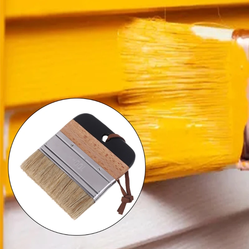 

Wide Flat Chalk Paint Wax Brush Ergonomic Wood Handle Natural Bristle Brushes Furniture DIY Painting Waxing Tool LXAC