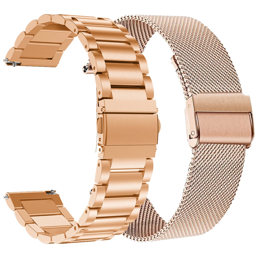 18MM Metal Strap For Fossil Gen 4 Q Venture HR/Gen 3 Q Venture Smart Watch Band Women Bracelet For Ticwatch C2 Rose Gold Correa