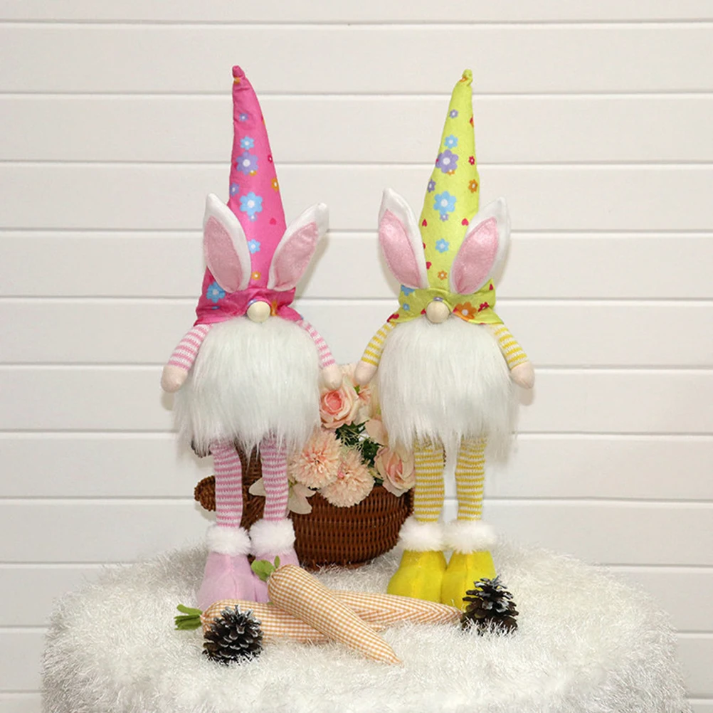 

2021 Easter Bunny Doll with Legs and Warm Light Easter Ornaments Faceless Doll Holiday Party Decoration