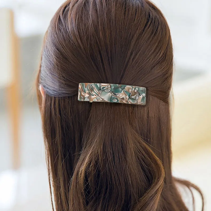 

New Korean Acrylic Hair Clips For Women Hair Accessories Fashion Leopard Marble Acetate Hairpins Geometric Barrettes Headwear