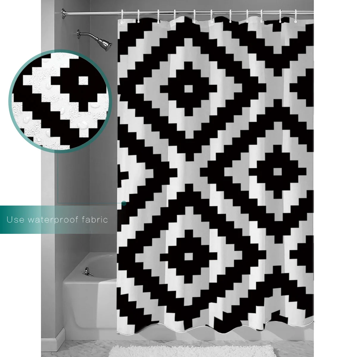 Черно белая простая планарная Геометрическая занавеска для душа декоративная
