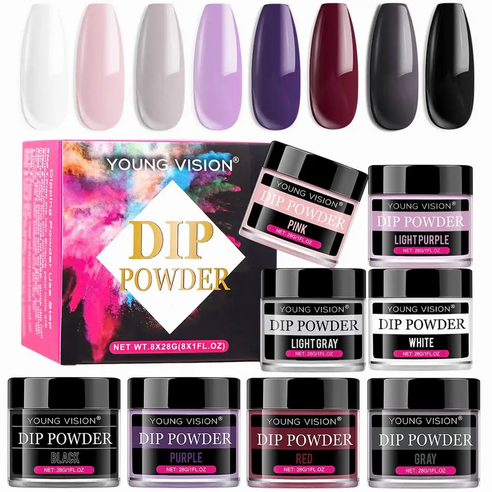 

8pcs Dipping Nail Powder Matte Effect Glitter Nail Pigment Natural Dry for Gel Polish DIY Nail Art Decoration