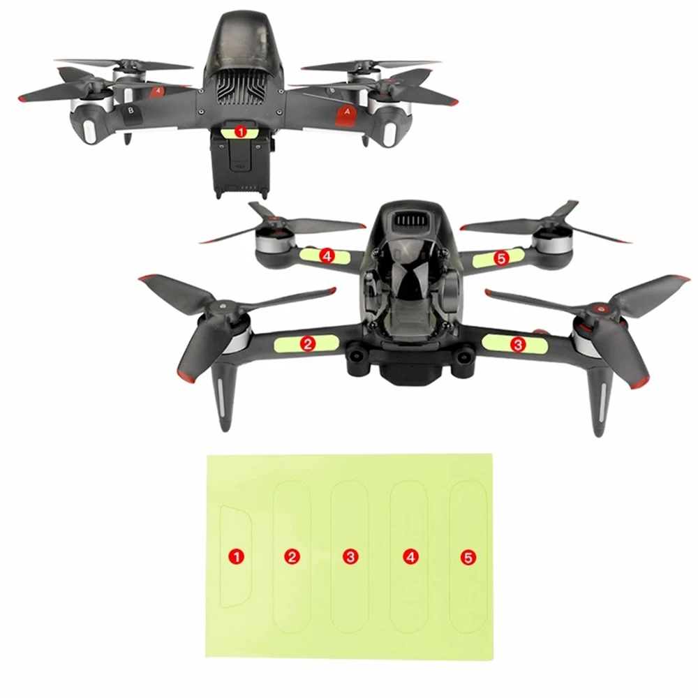 

2 Pieces Fluorescent Stickers for DJI FPV Drone Aircraft Luminous Decals for Night Flight Light Searchlight Accessories