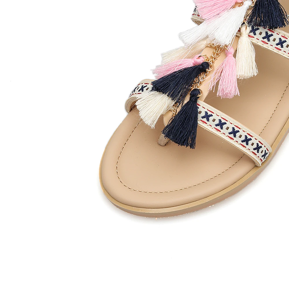 Богемский этнический стиль женские летние сандалии ручной работы с кисточками и