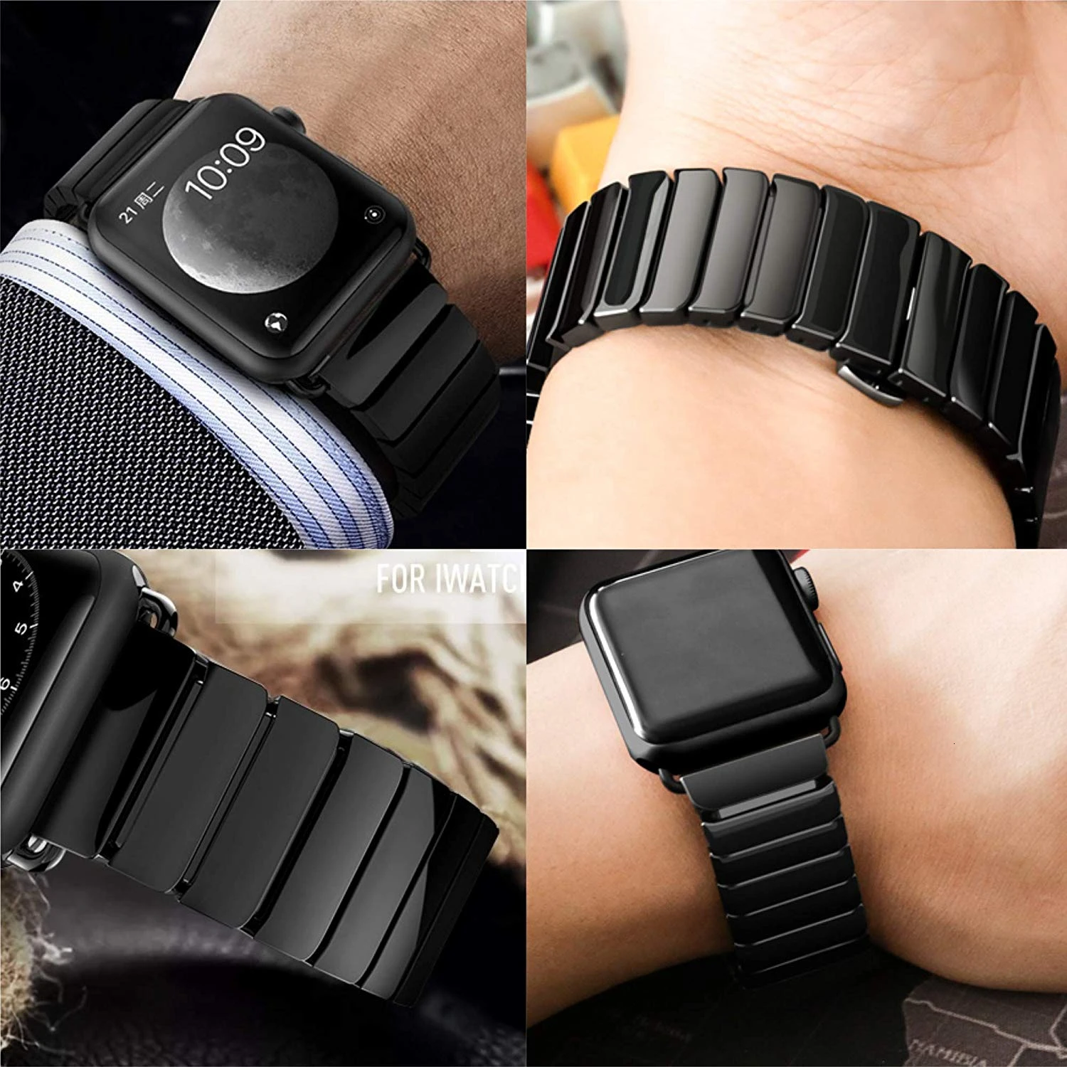 Керамический ремешок для часов Apple Watch, ремешок 44 мм, 42 мм, ремешок для умных часов, браслет, керамический ремешок для часов iWatch, серия 5, 4, 3, 40 мм, 38 мм