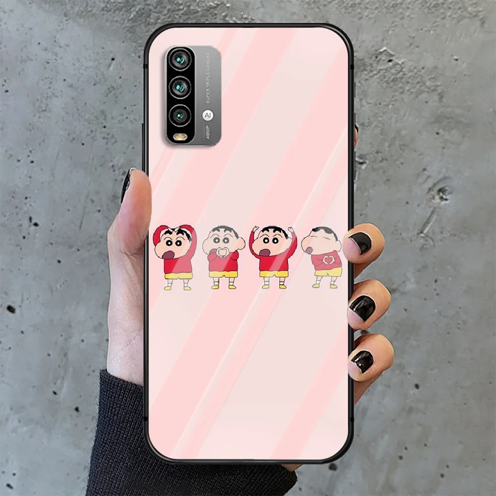 

Cartoon cute Crayon Shin-chan Phone Tempered Glass Case Cover For Xiaomi Redmi note k 7 8 9 10 30 40 A C T S Pro Funda Fashion