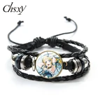 Японское аниме CHSXY LoveLive! Кожаный браслет с мультипликационным изображением, стеклянным кристаллом, милый браслет для фанатов, женщин, мужчин, девочек, ювелирные изделия, подарок