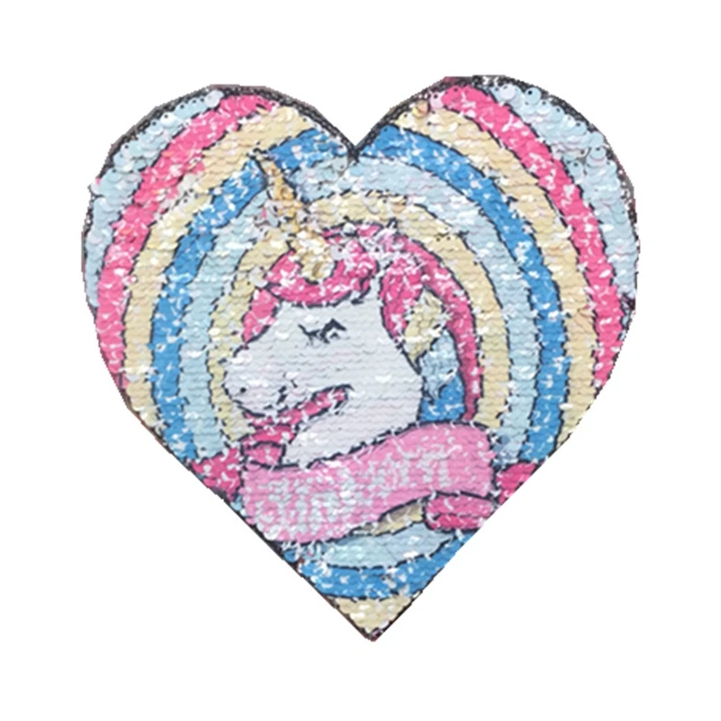 Радужная искусственная реверсивная цветная аппликация Волшебная лошадь блестки