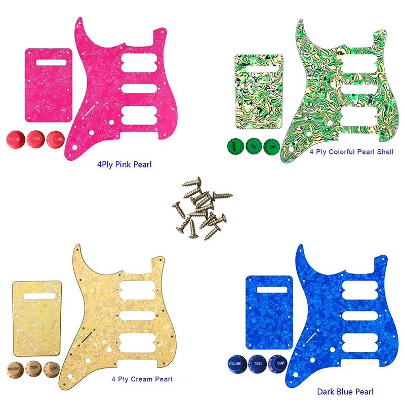 

Quality Guitar Pickguard -For US Left Handed 11 Screw Holes Start Player Humbucker HSH Scratch Plate & Back Plate & Control Knob