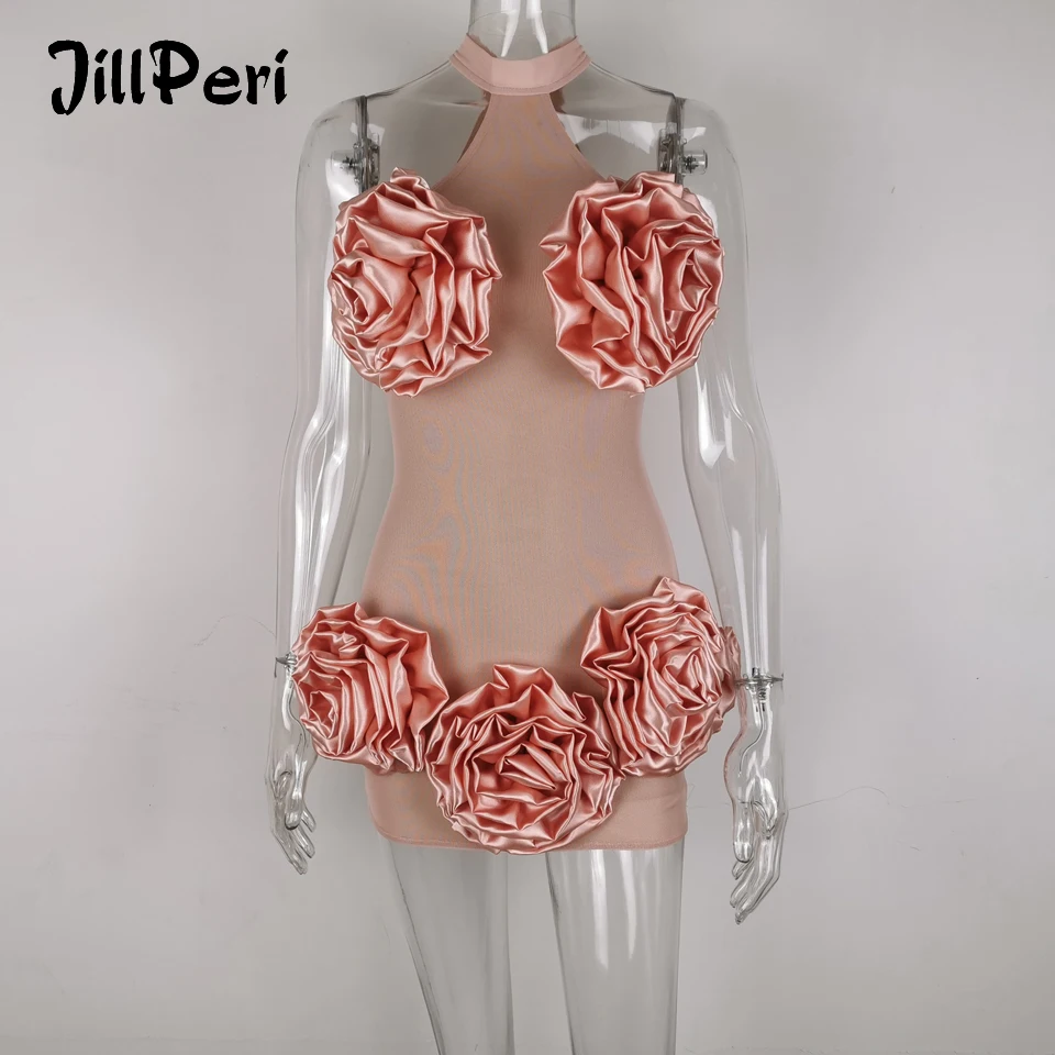 JillPeri женское сексуальное платье без рукавов структурированных розовое мини