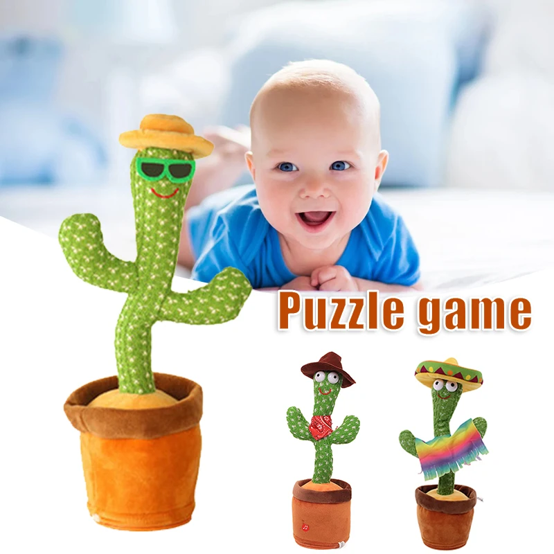 

Hot Sale Super Cute Electric Cactus Toy Talking Recording Dancing Plush Puzzle Toy Novelty Gifts For Children Fun Dancing Cactus