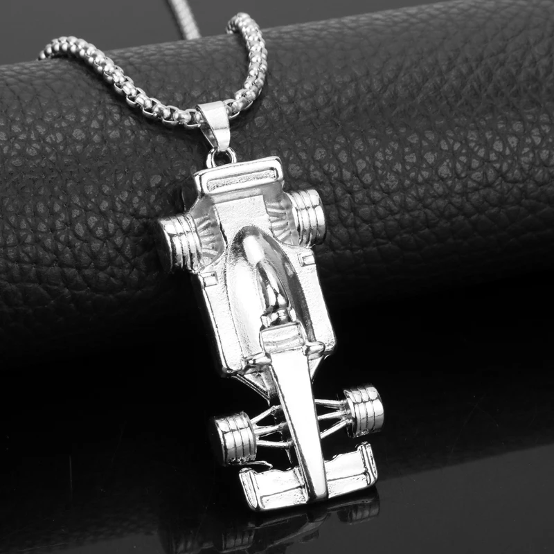 F1 Formula One Race Racing Car Pendant Necklace Men Hiphop Jewelry Snake Chain Metal Key Chain Mens Necklaces Charm Accessories