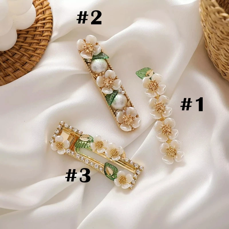 

2021 Retro Flower Pearl Hairpin Metal Duckbill Clip Rhinestone Hair Grip For Women Headdress Hair Accessories Gift