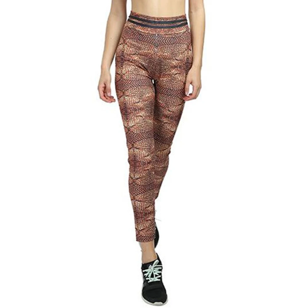 Спортивные женские штаны для йоги имитация трикотажа принт высокая талия пуш ап